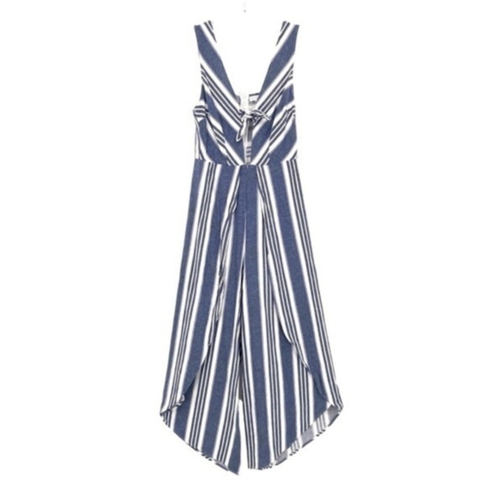 Coco + Jaimeson Anthropologie Cotton Linen Jumpsuit Cutout Romper Wide Leg